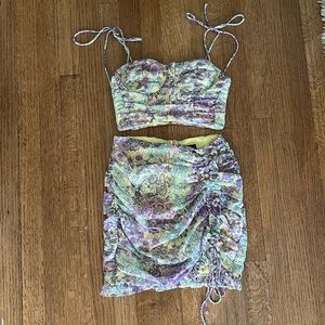 White Fox Boutique floral matching set